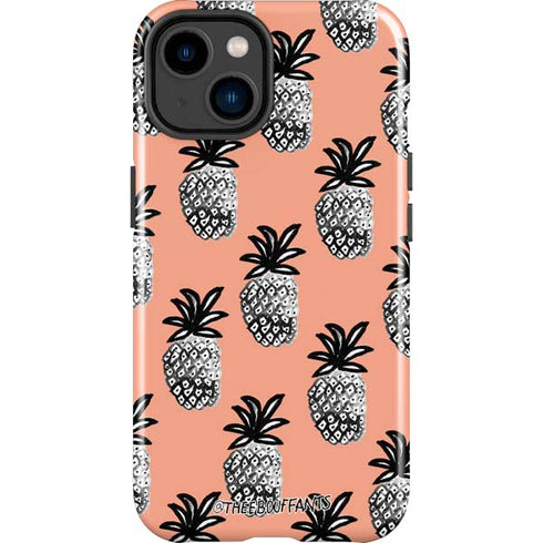 Bouffants and Broken Hearts Gray Scale Pineapple iPhone 15 Impact Case